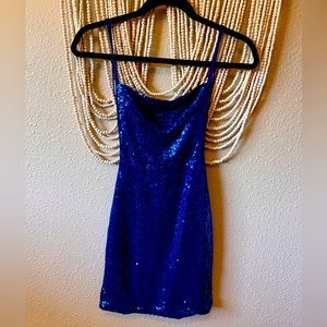 Lucy in the Sky Formal Blue Sequin Dress Size XS